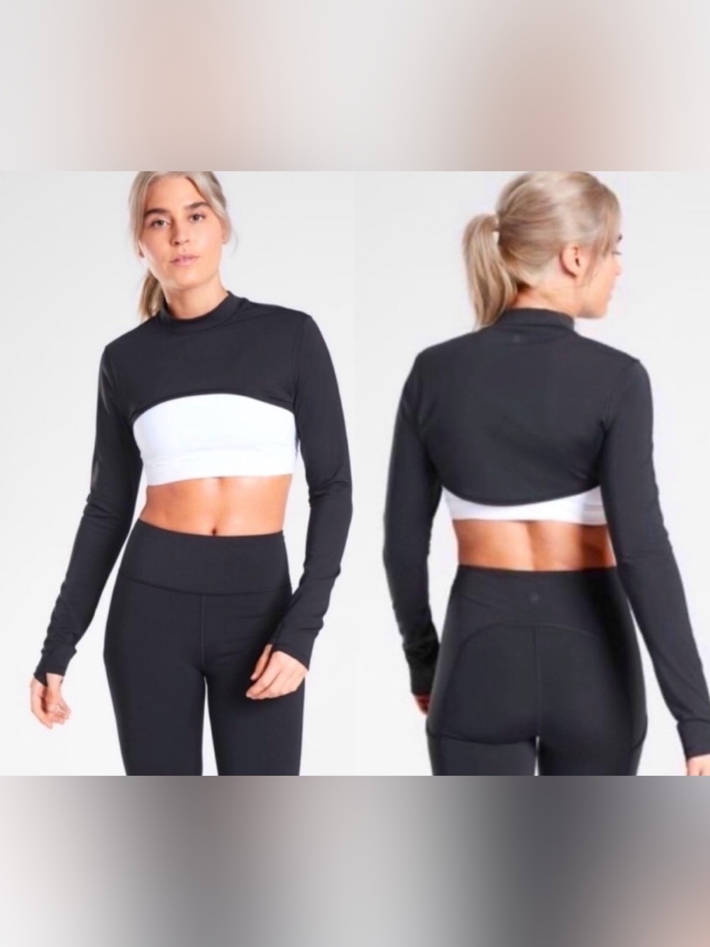 Athleta Eclipse Shrug Black Long-Sleeve Cropped Active Top M Running Athletic